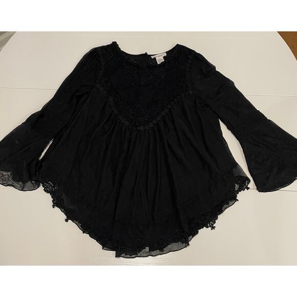 Indigo Thread Co. Black Mesh Lace Baby Doll Top Sz M Whimsigoth Fairygrunge - Picture 5 of 10